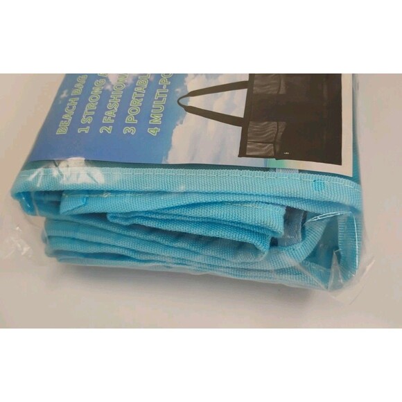 Mesh beach bag 6 pockets sand proof Blue gym Tote Bag Large - Picture 7 of 9